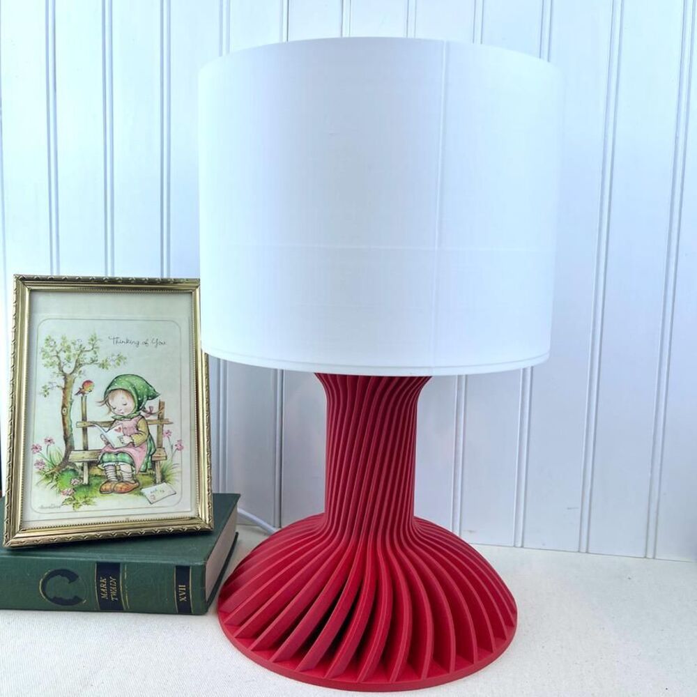 Ridged Table Lamp, Desk Lamp and Shade, Bedside Lamp, Sculptural Design